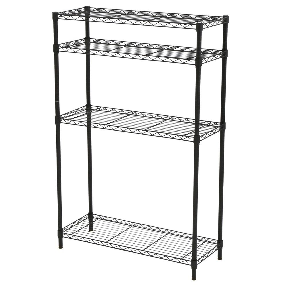 4-Tier Steel Shelving Unit in Black