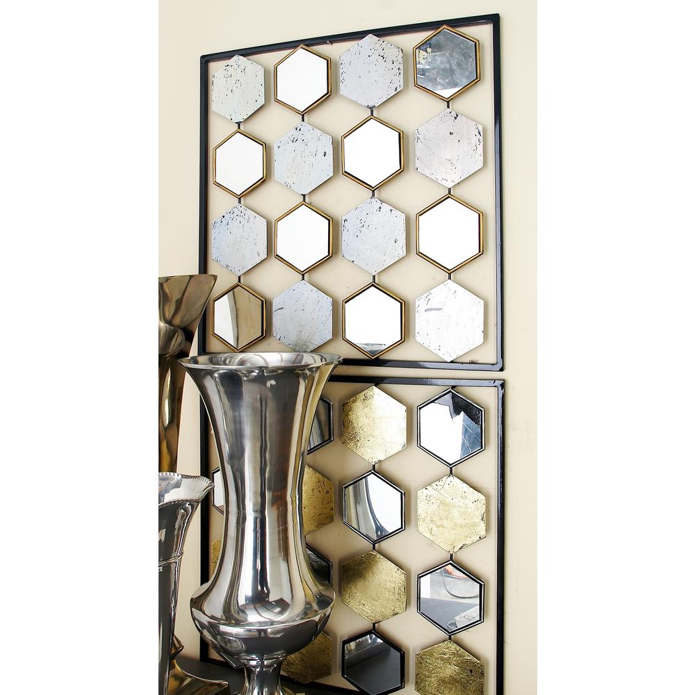 20 In X Metal Honeycomb Mirror Wall Decors 2 Piece