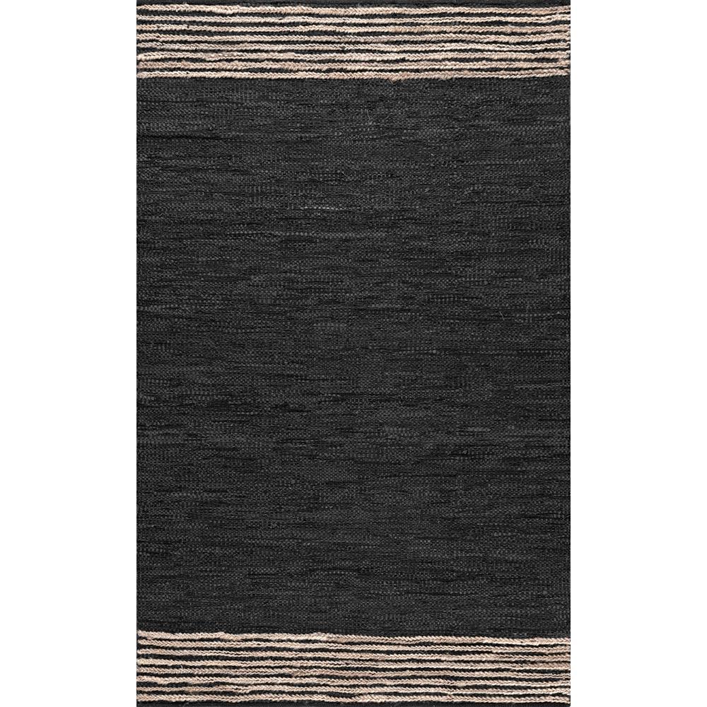 NuLOOM Hand Braided Jute Leather Kelli Gray 5 Ft. X 8 Ft. Area Rug ...