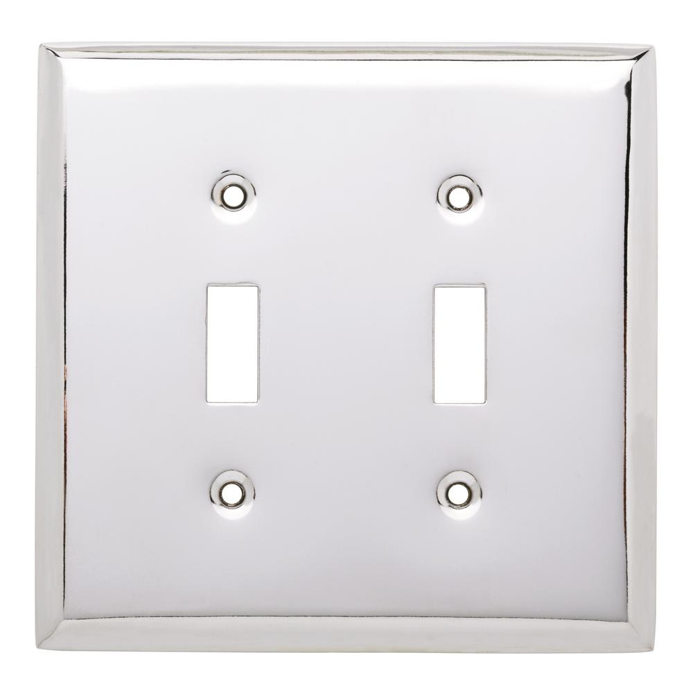 Chrome Switch Plates Wall The Home Depot Stamped Square Decorative Double Switch Plate Polished Chrome