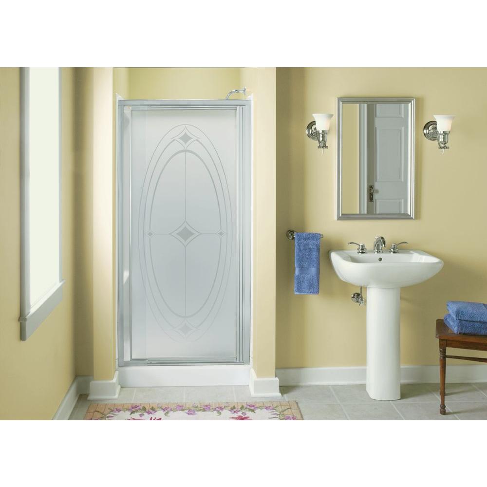 Vista Pivot Ii Framed Pivot Shower Door 65 1 2 H X 42 48 W With 1 8 Thick Pebbled Glass 1500d 48s Sterling