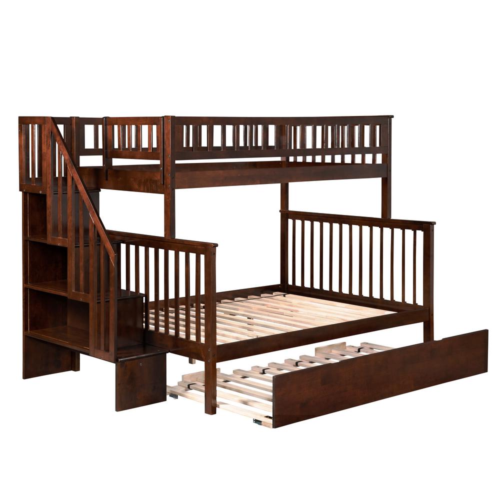 Atlantic Furniture Woodland Walnut Twin Over Full Staircase Bunk Bed Atlantic Furniture Woodland Walnut Twin Over Full Staircase Bunk Bed With Size Urban Trundle