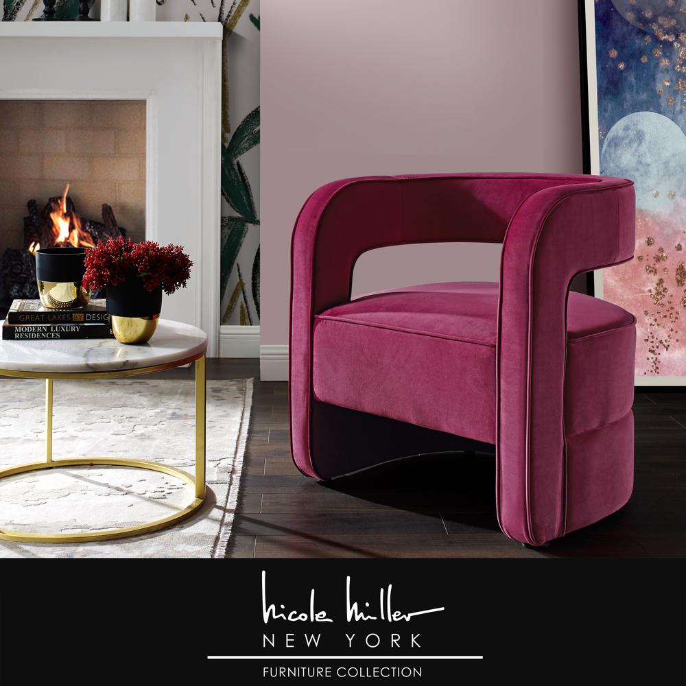 Nicole Miller Otis Fuchsia Velvet Accent Chair With