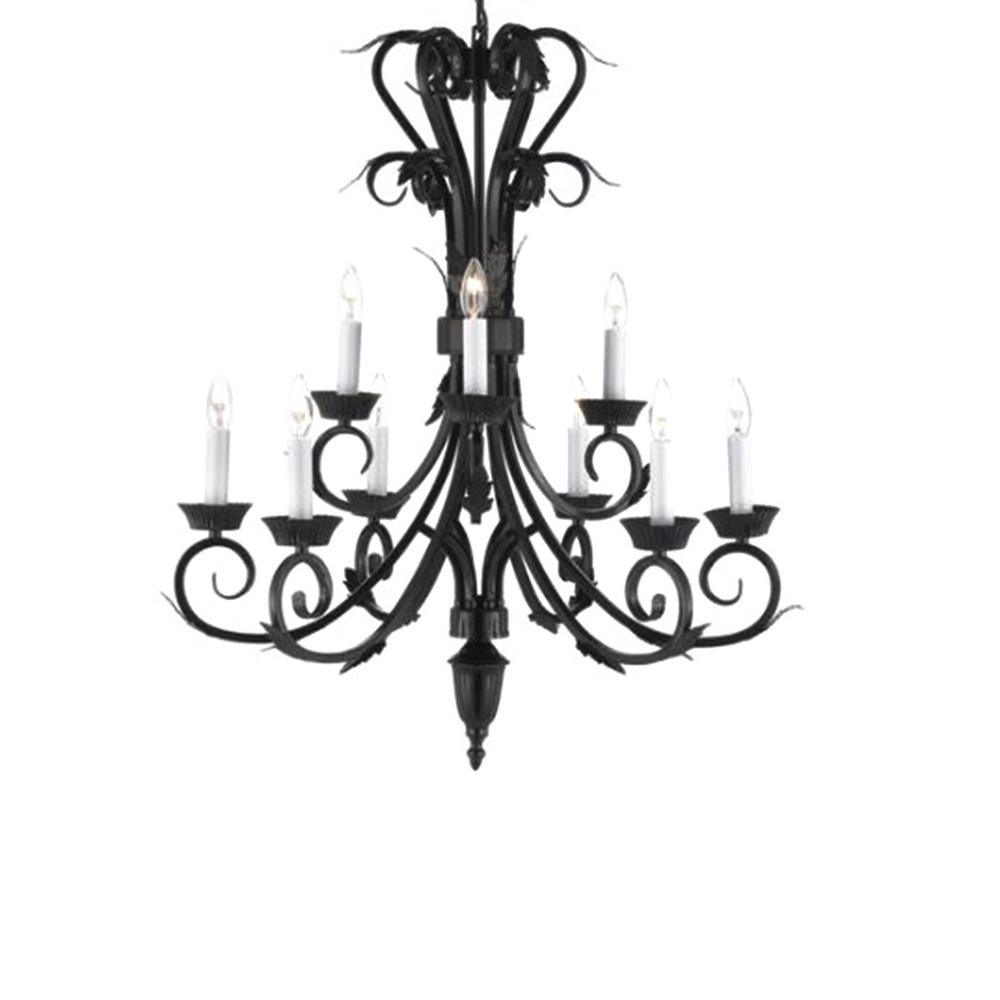 Harrison Lane Versailles 9 Light Black Candle Style Chandelier