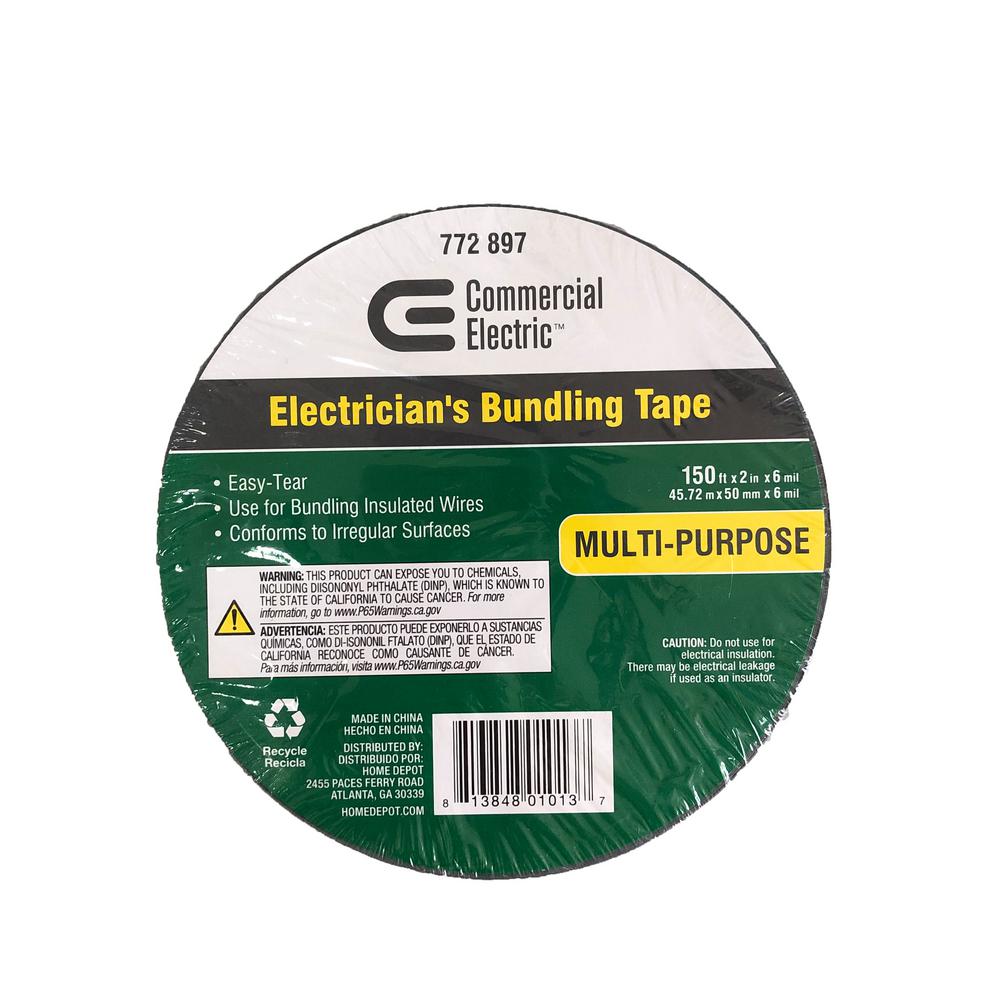 Commercial Electric 2 in. x 150 ft. Vinyl Electrical Bundling Tape