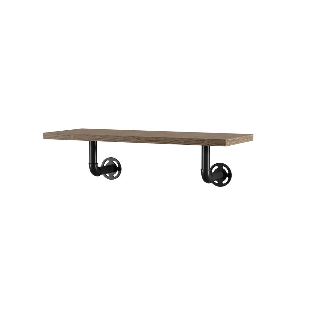 Furniture Of America Jaxon 9 In X 24 In X 7 In Sand Black And Light Pure Copper Wood Floating Decorative Wall Shelf With Brackets Idf Ac533 1 The Home Depot