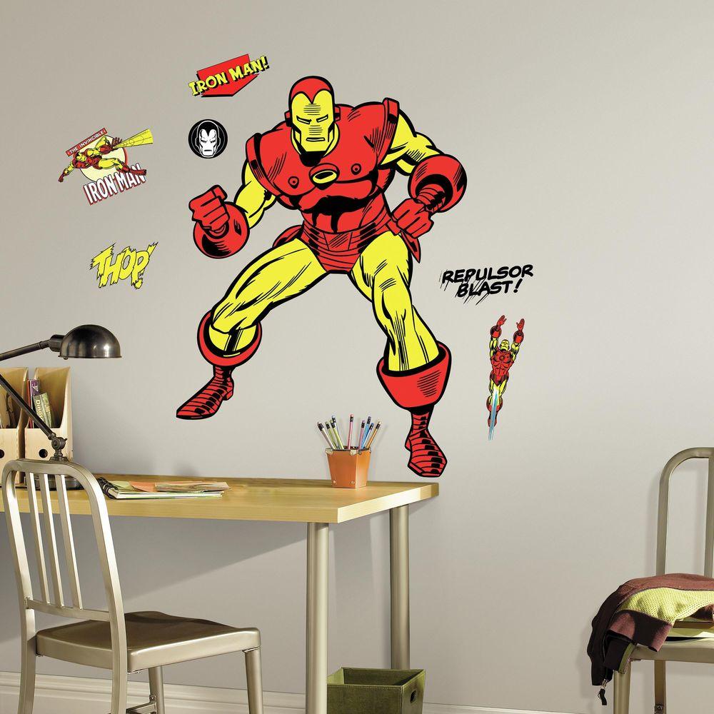 RoomMates 5 in. x 19 in. Classic Iron Man Comic 18Piece Peel and Stick