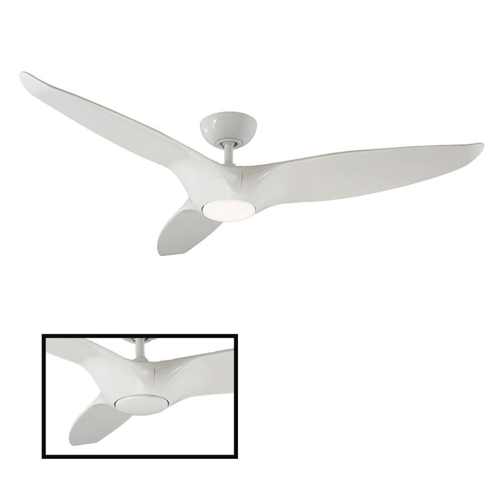 Modern Forms Morpheus Iii 60 In Led Indoor Outdoor Gloss White 3 Blade Smart Ceiling Fan With 2700k Light Kit And Wall Control