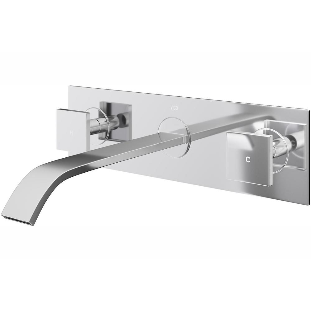 VIGO Titus Dual Lever 2-Handle Wall-Mount Bathroom Faucet in Chrome