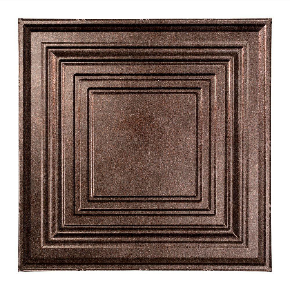 Fasade Traditional 3 2 ft. x 2 ft. Layin Ceiling Tile in Smoked