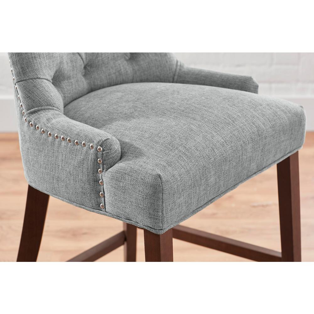 StyleWell Bakerford Walnut Finish Upholstered Counter Stool with Back