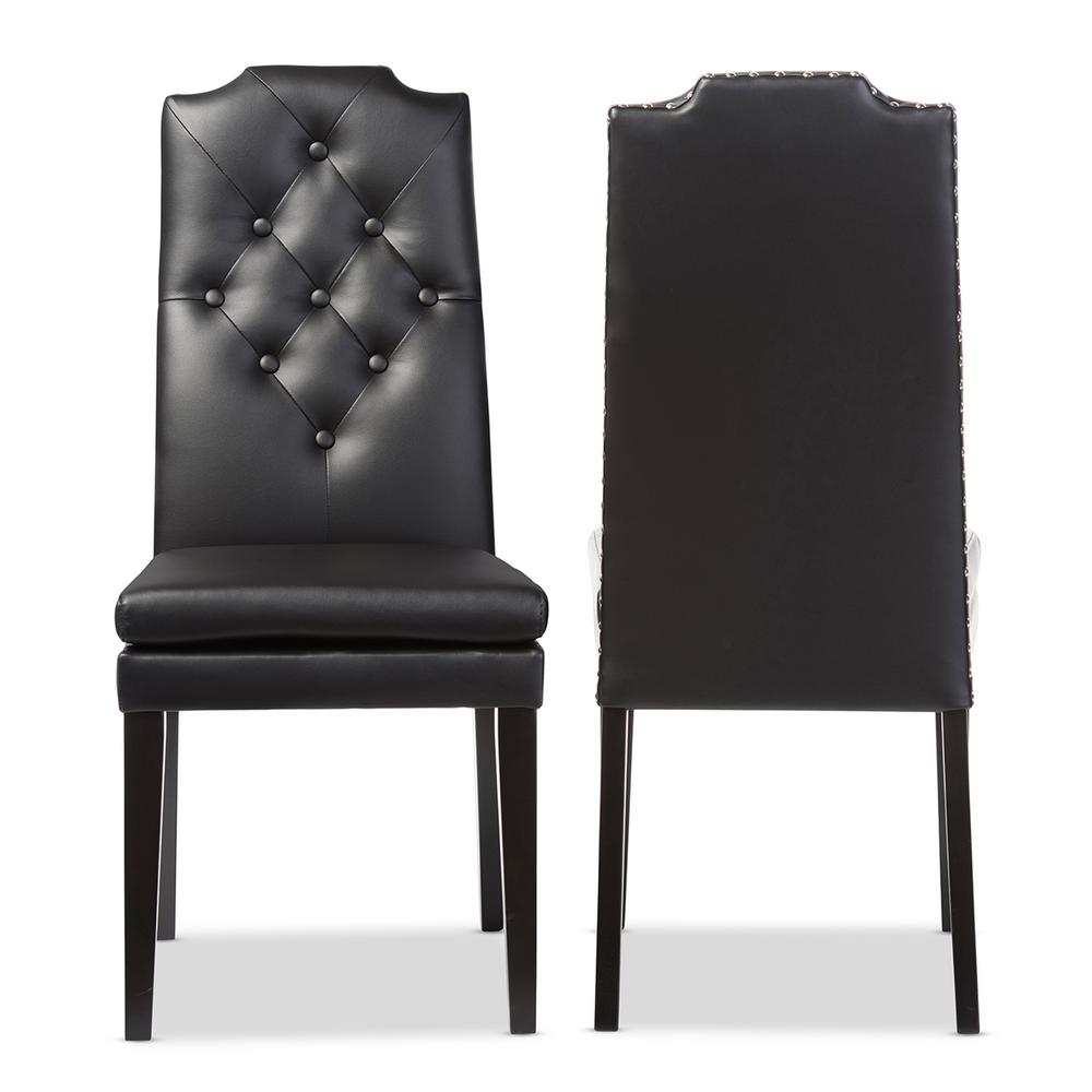 Baxton Studio Dylin Black Faux Leather Upholstered Dining Chairs (Set ...