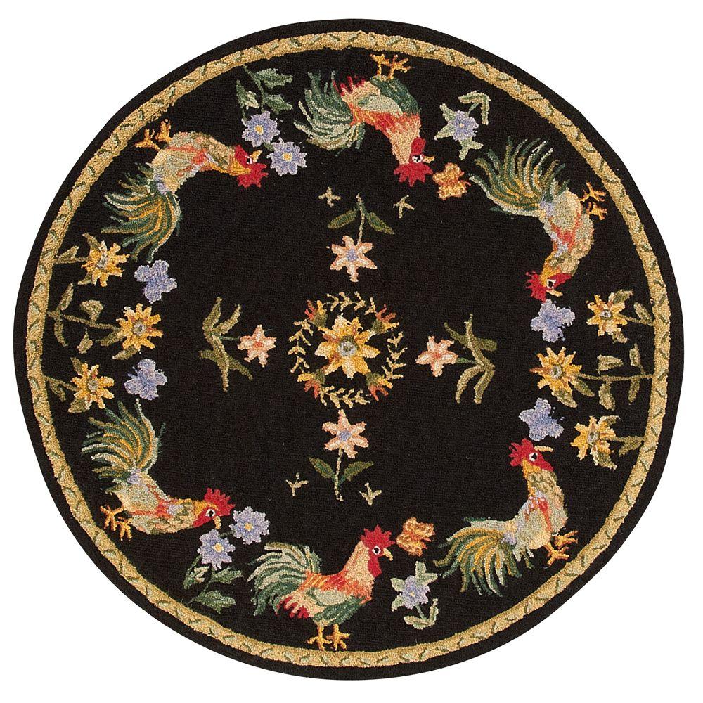 Home Decorators Collection Spring On The Farm Black 8 ft. Round Area