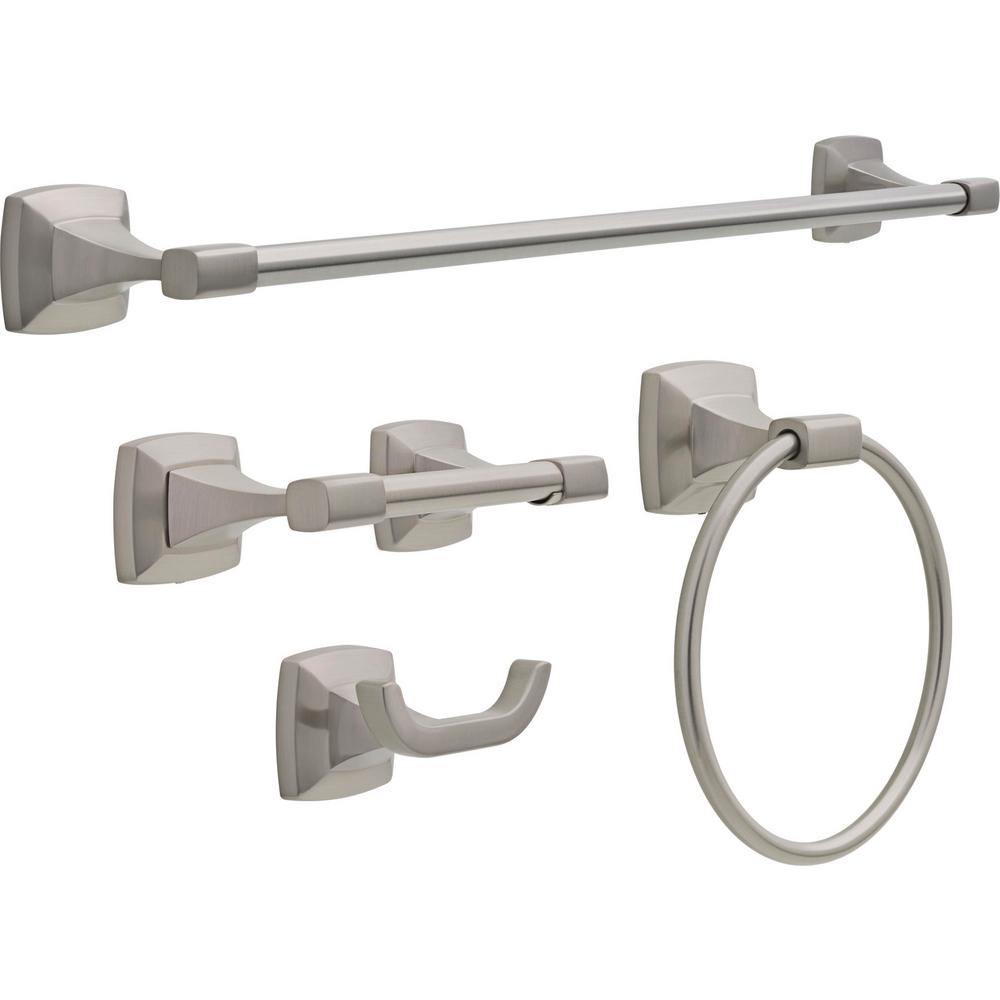 Delta Portwood Bath Accessory Set in SpotShield Brushed Nickel with