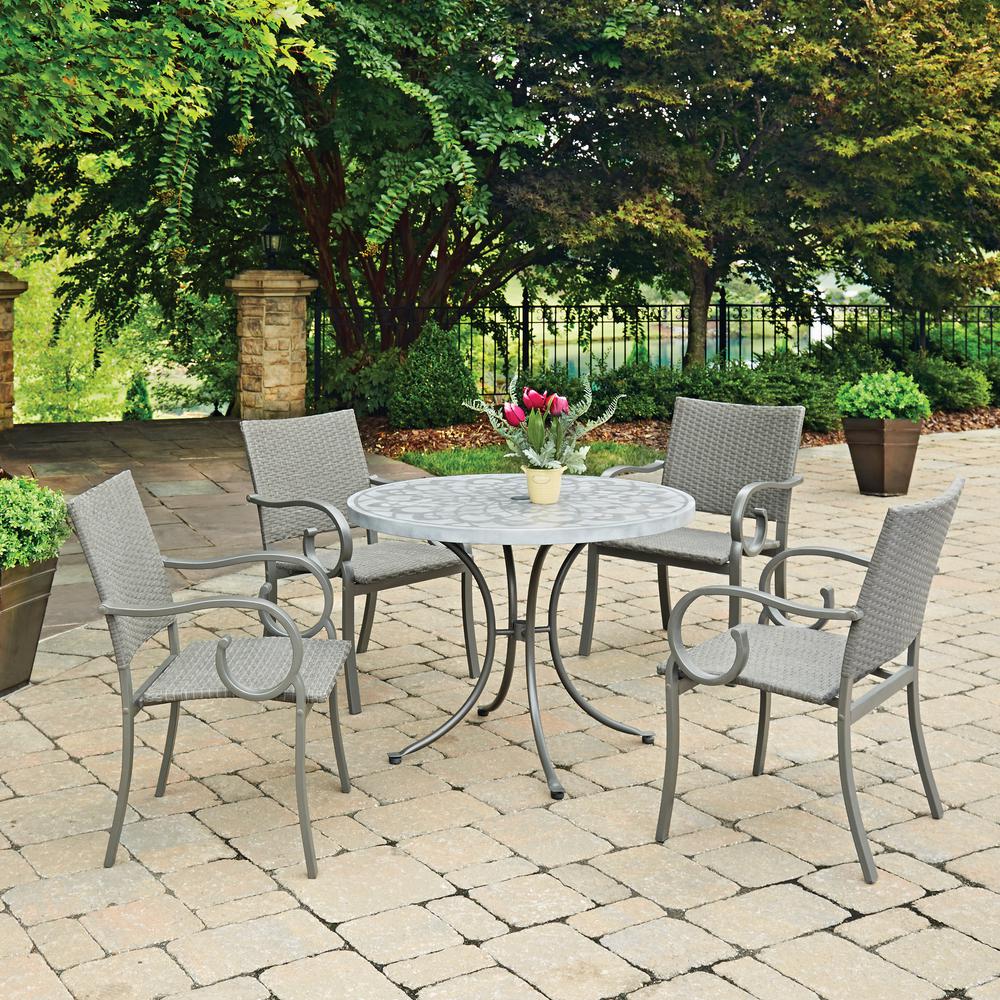 Concrete Patio Dining Sets Furniture The Home Depot Capri 5 Piece Concrete Outdoor Dining Set