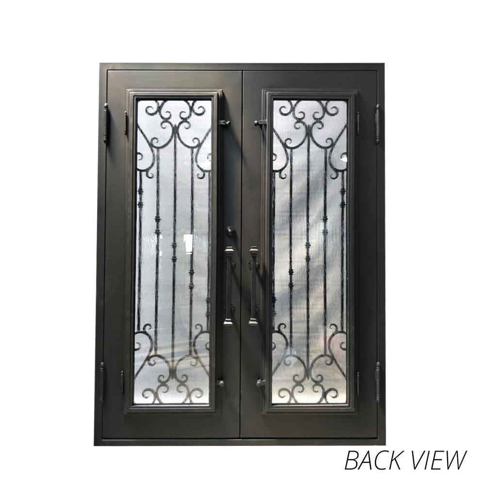 Aleko 72 In X 96 In Matte Black Right Hand Inswing 1 Lite Clear Double Glazed Iron Prehung Front Door