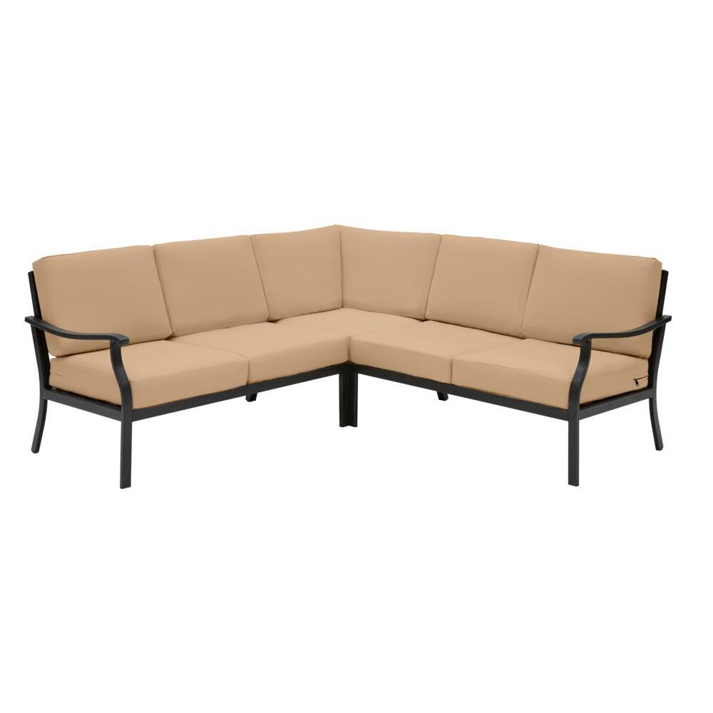 Hampton Bay Oak Cliff Brown 3Piece Steel Outdoor Patio Sectional Sofa
