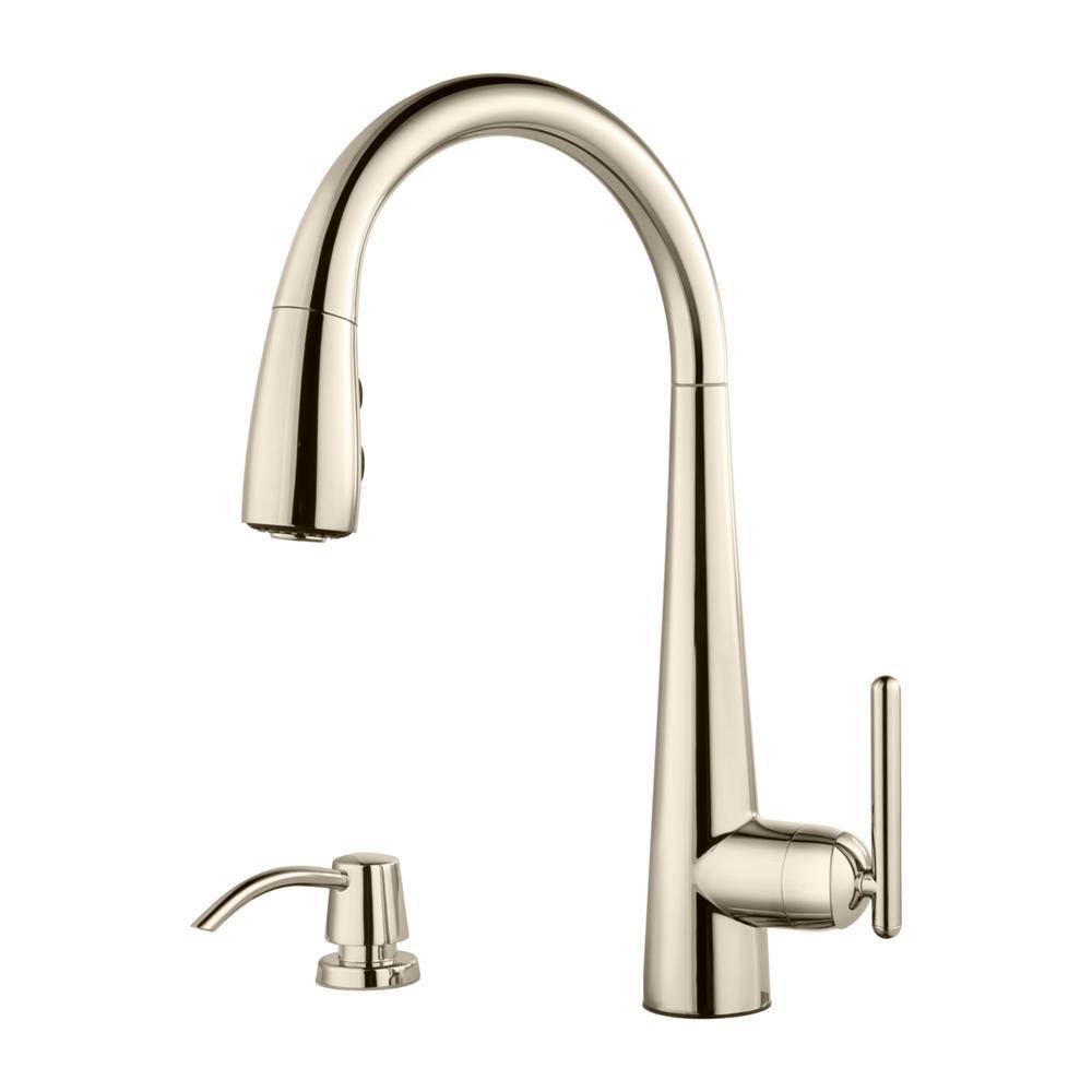 Brushed Nickel Kitchen Faucet With Soap Dispenser 