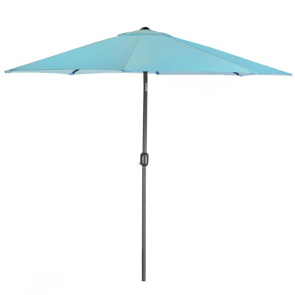 Barton 9 Ft Steel Outdoor Market Patio Umbrella In Blue 96183 The Home Depot