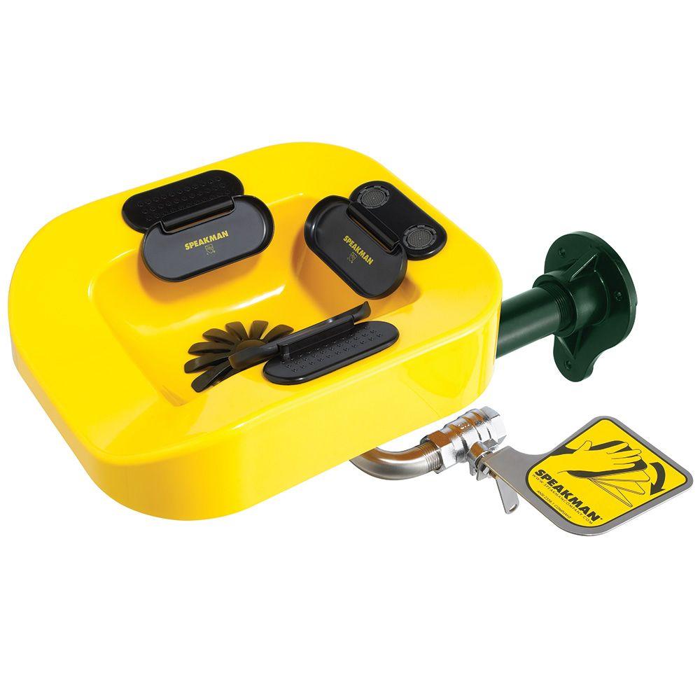 Speakman SE-1100 Optimus Pedestal-Mounted Emergency Eye and Face Wash Station Yellow Bowl
