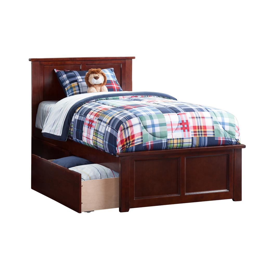 Atlantic Furniture Madison Walnut Twin Platform Bed With Matching Atlantic Furniture Madison Walnut Twin Platform Bed With Matching Foot Board And 2 Urban Drawers