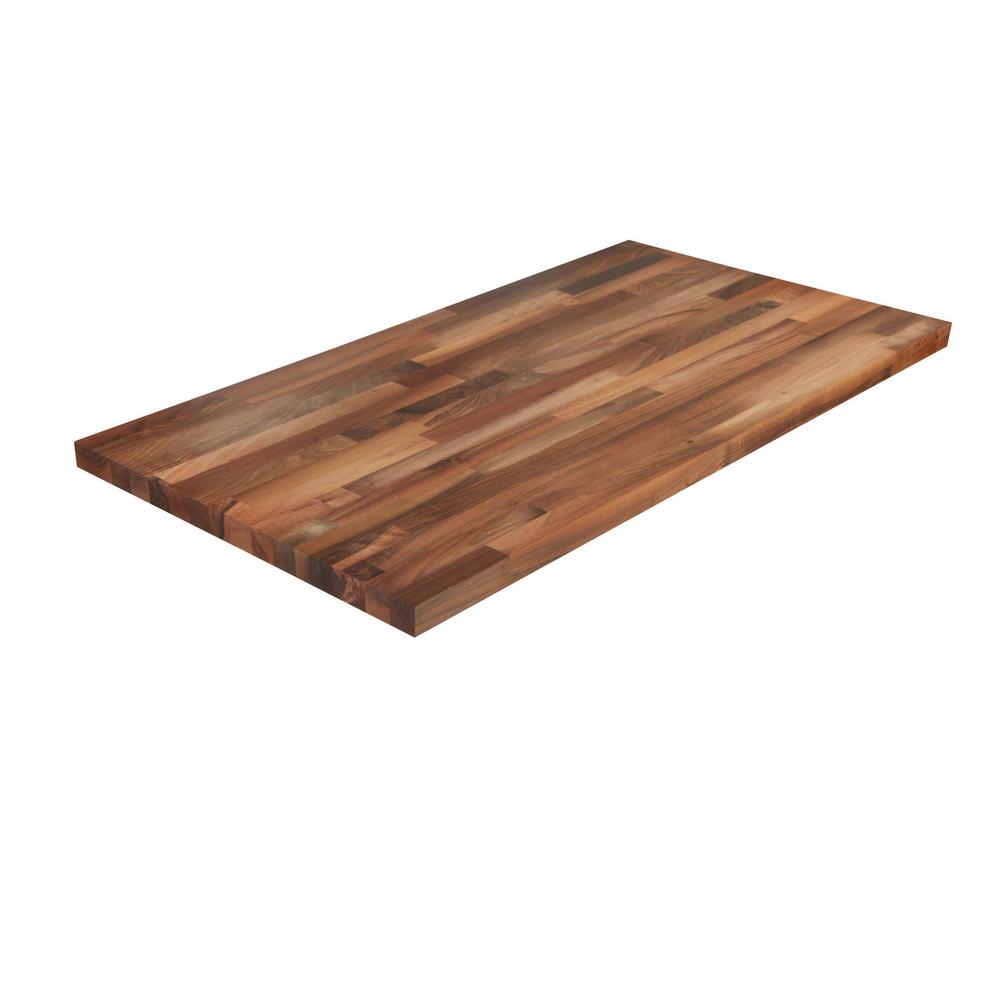 Hampton Bay Unfinished European Dark Walnut 6 ft. L x 25 in. D x 1.5 in. T Butcher Block Island Countertop, Brown