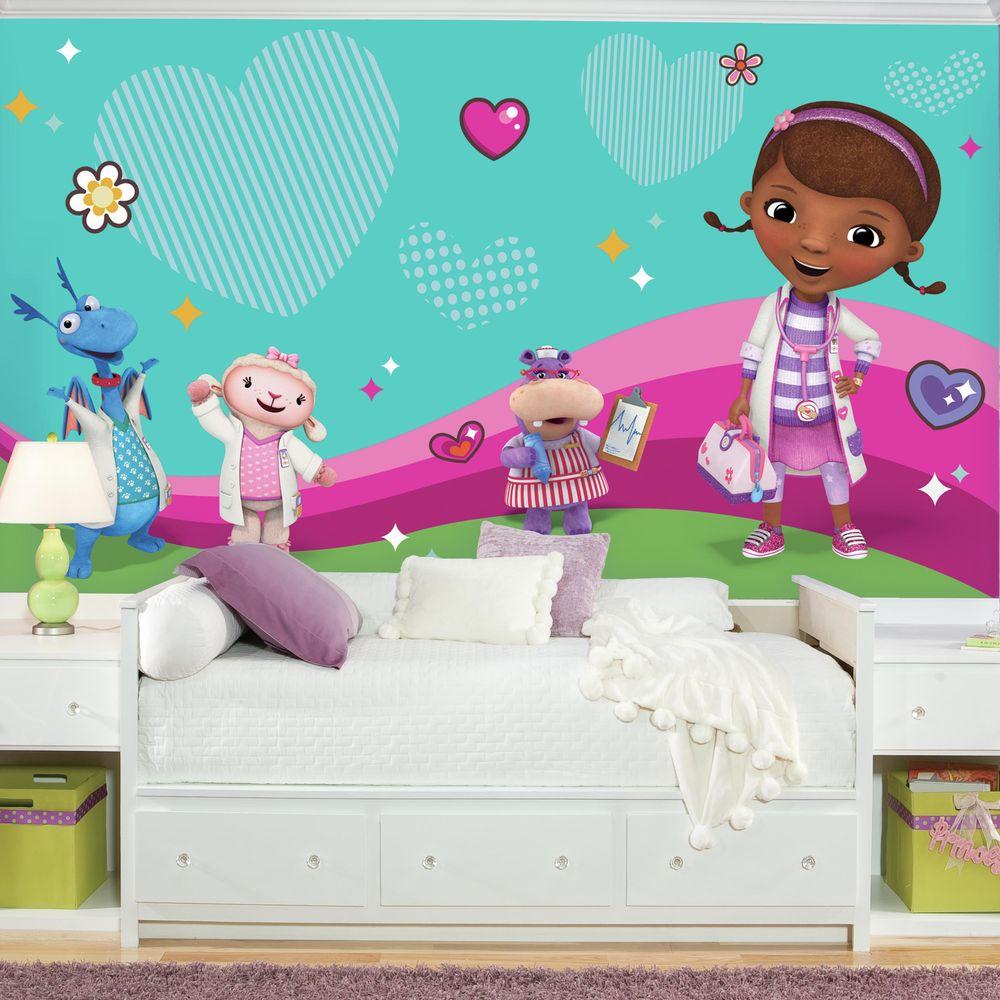 72 In W X 126 In H Doc Mcstuffins And Friends Xl Chair Rail 7 Panel Prepasted Wall Mural