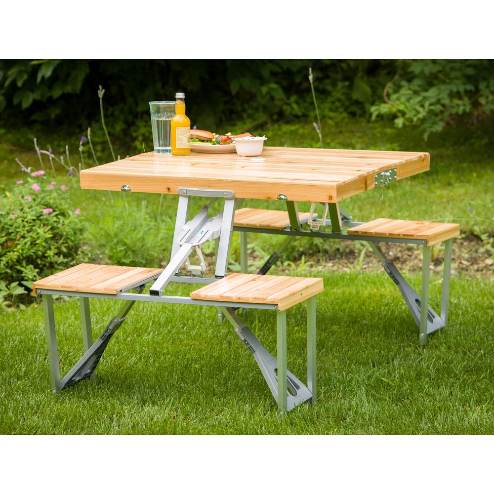 fold out picnic table and chairs