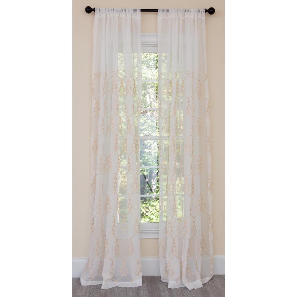Manor Luxe Mohini Embroidered Sheer Rod Pocket Single Curtain