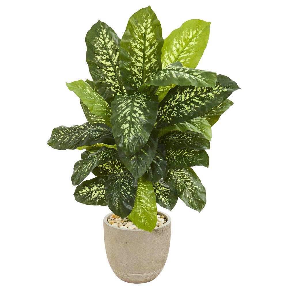 Nearly Natural 4 ft. Dieffenbachia Artificial Plant in Sandstone