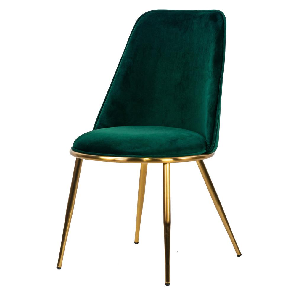 Glamour Home Ardal Green Velvet Arm Chair with Golden Metal Legs (Set