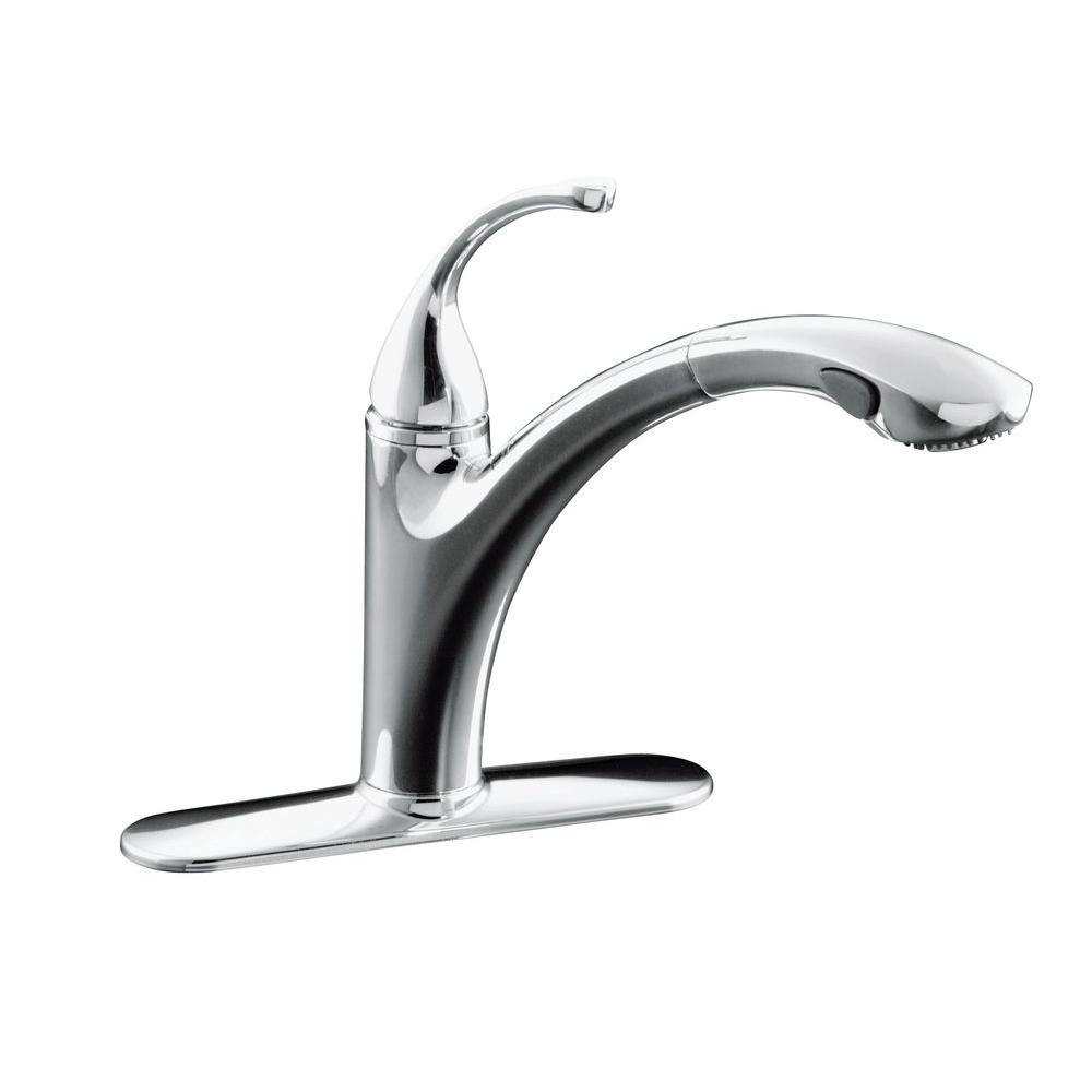 KOHLER Forte Single Handle Pull Out Sprayer Kitchen Faucet In