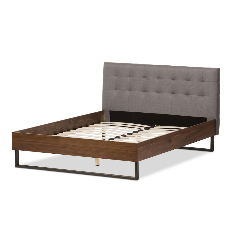 Baxton Studio Mitc Gray Fabric Upholstered King Platform Bed Baxton Studio Mitc Gray Fabric Upholstered King Platform Bed