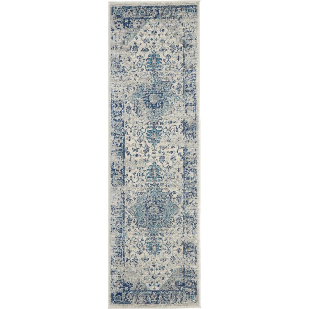 Nourison Tranquil TRA06 Blue and White 7' Runner Hallway Rug485250