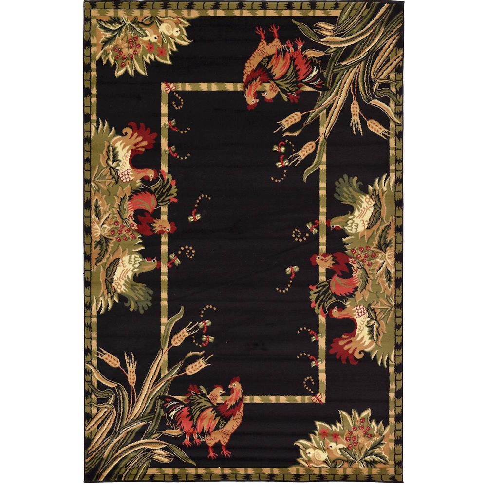 Barnyard Farm Black 4/' 0 X 4/' 0 Round Rug