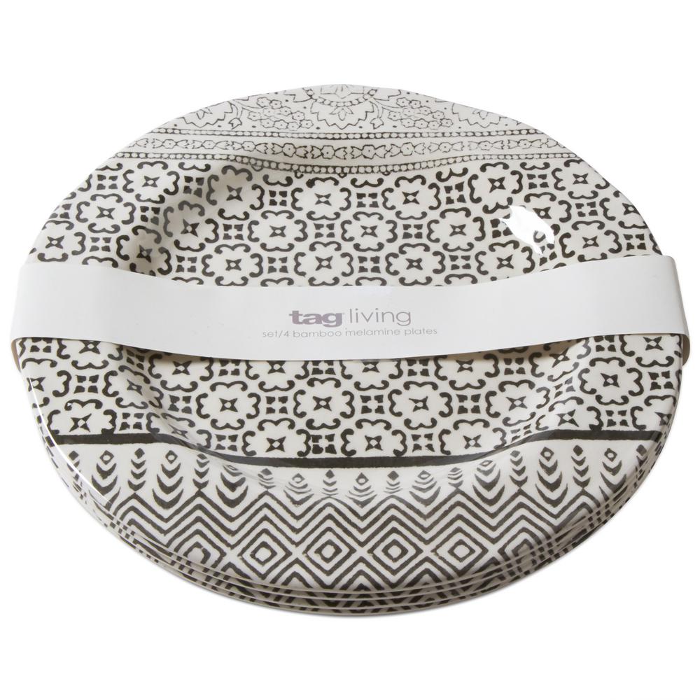Tag Natural/Black Henna Bamboo Melamine Dessert Plate (Set of 4