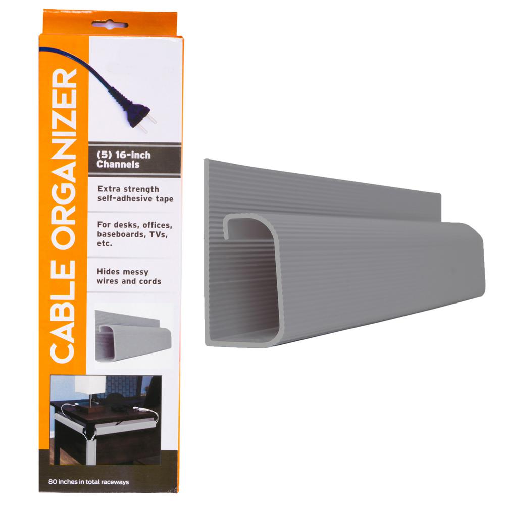 Stalwart 16 In J Channel Desk Cable Organizer In Gray 5 Pack