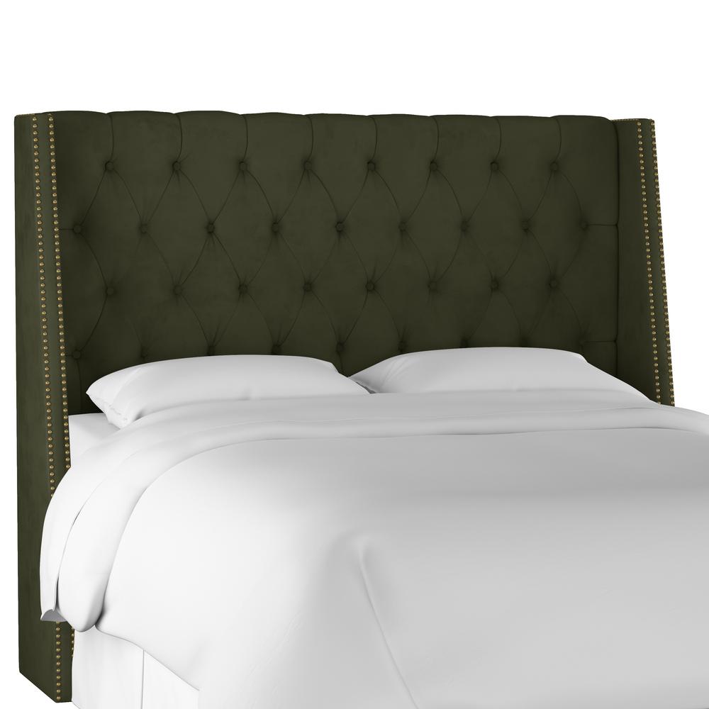 Skyline Furniture Velvet Loden King Nail On Tufted Wingback Skyline Furniture Velvet Loden King Nail On Tufted Wingback Headboard