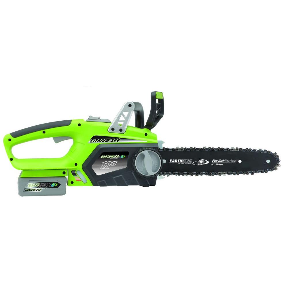 Earthwise 12 in. 24Volt LithiumIon Cordless ChainsawLCS32412 The
