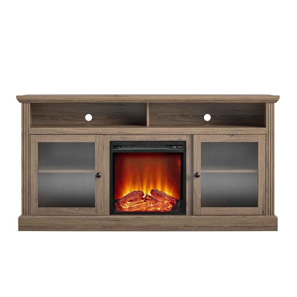 Ameriwood Home Nashville 62 in. Electric Fireplace TV Stand in Rustic