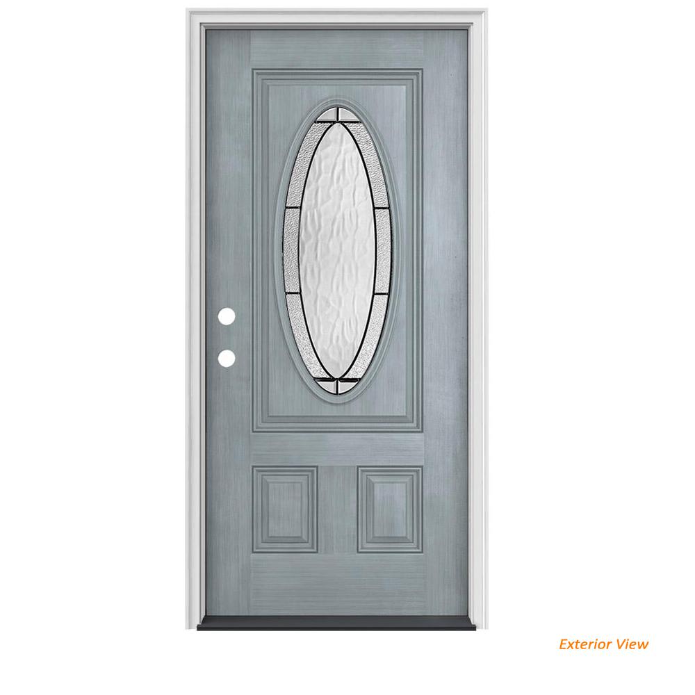 Jeld Wen 36 In X 80 In 3 4 Oval Lite Wendover Stone Stained