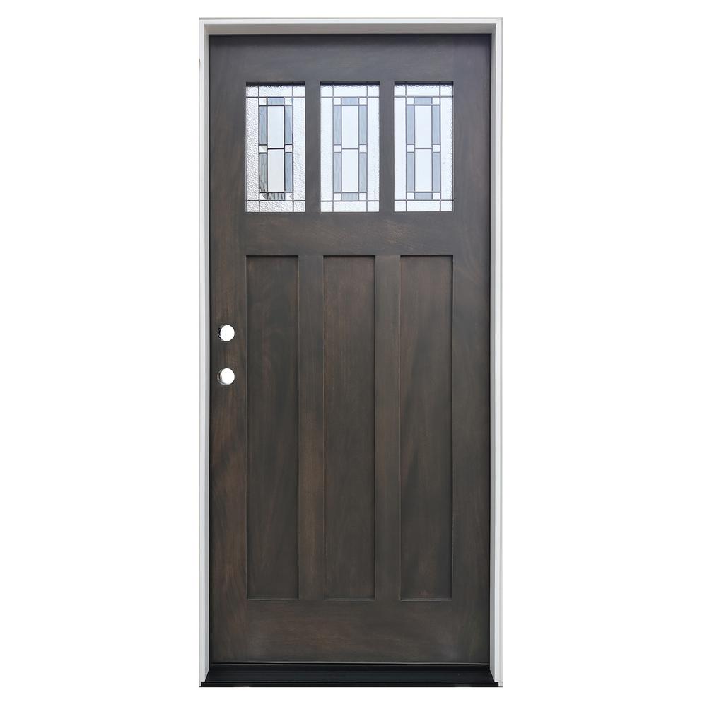 Pacific Entries 36 in. x 80 in. Ash Right-Hand Inswing 3-Lite Triple