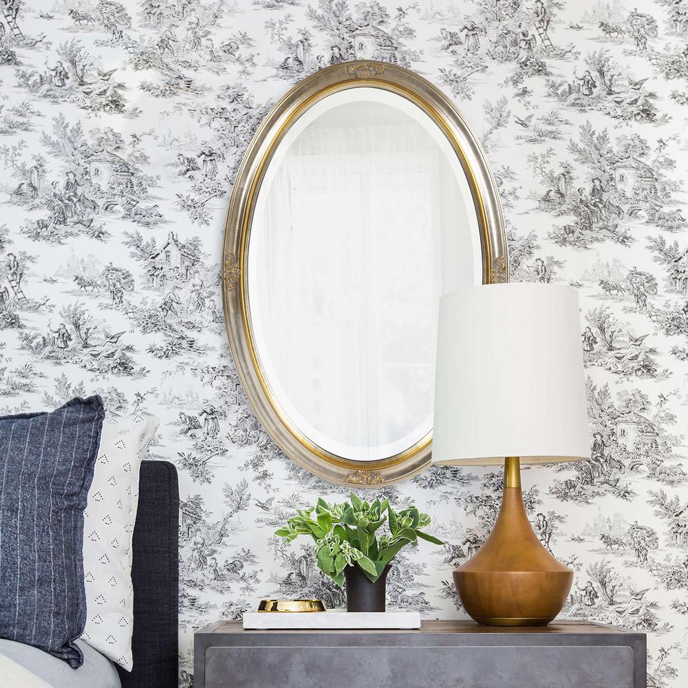 Round Framed Mirror in Silver with Gold-2153 - The Home Depot