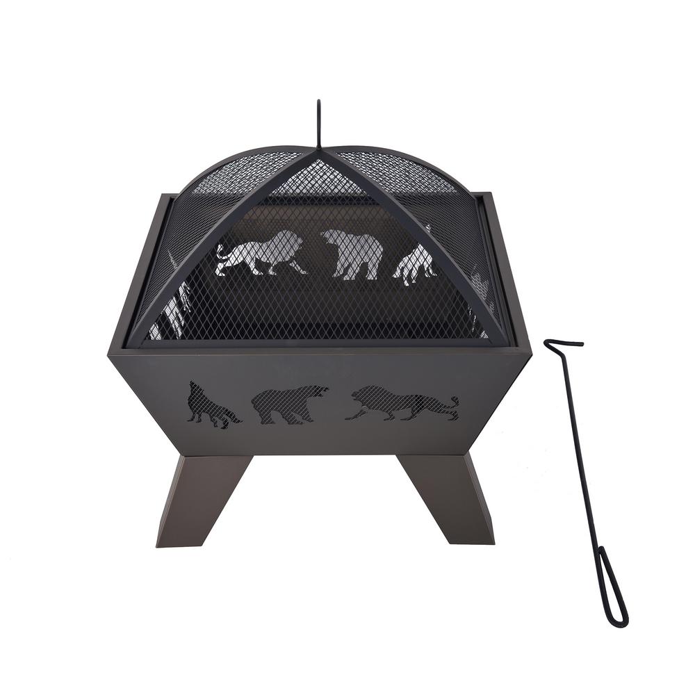 Safari animals hexagonal fire pit with grill*