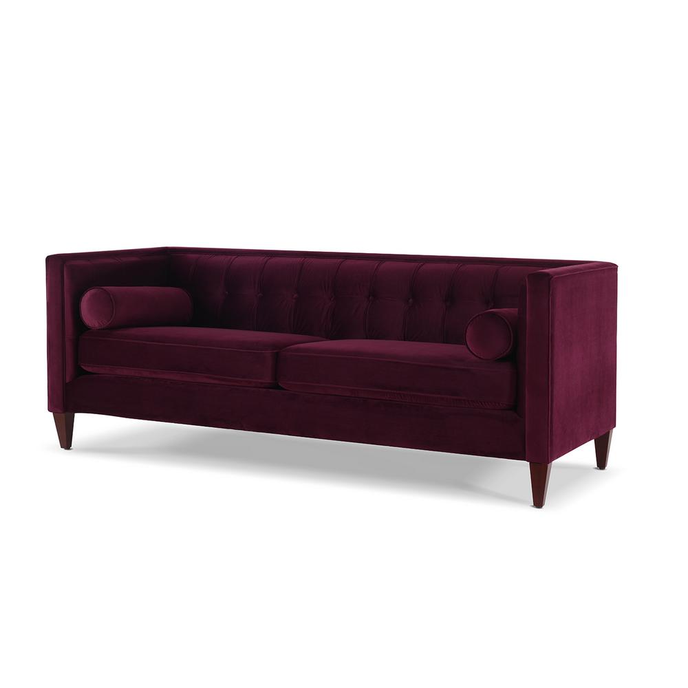 Jennifer Taylor Home Jack 84 in. Burgundy Velvet 3Seater Tuxedo Sofa