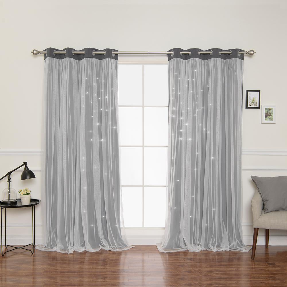 Best Home Fashion 84 In L Dark Grey Tulle Overlay Star Cut Out