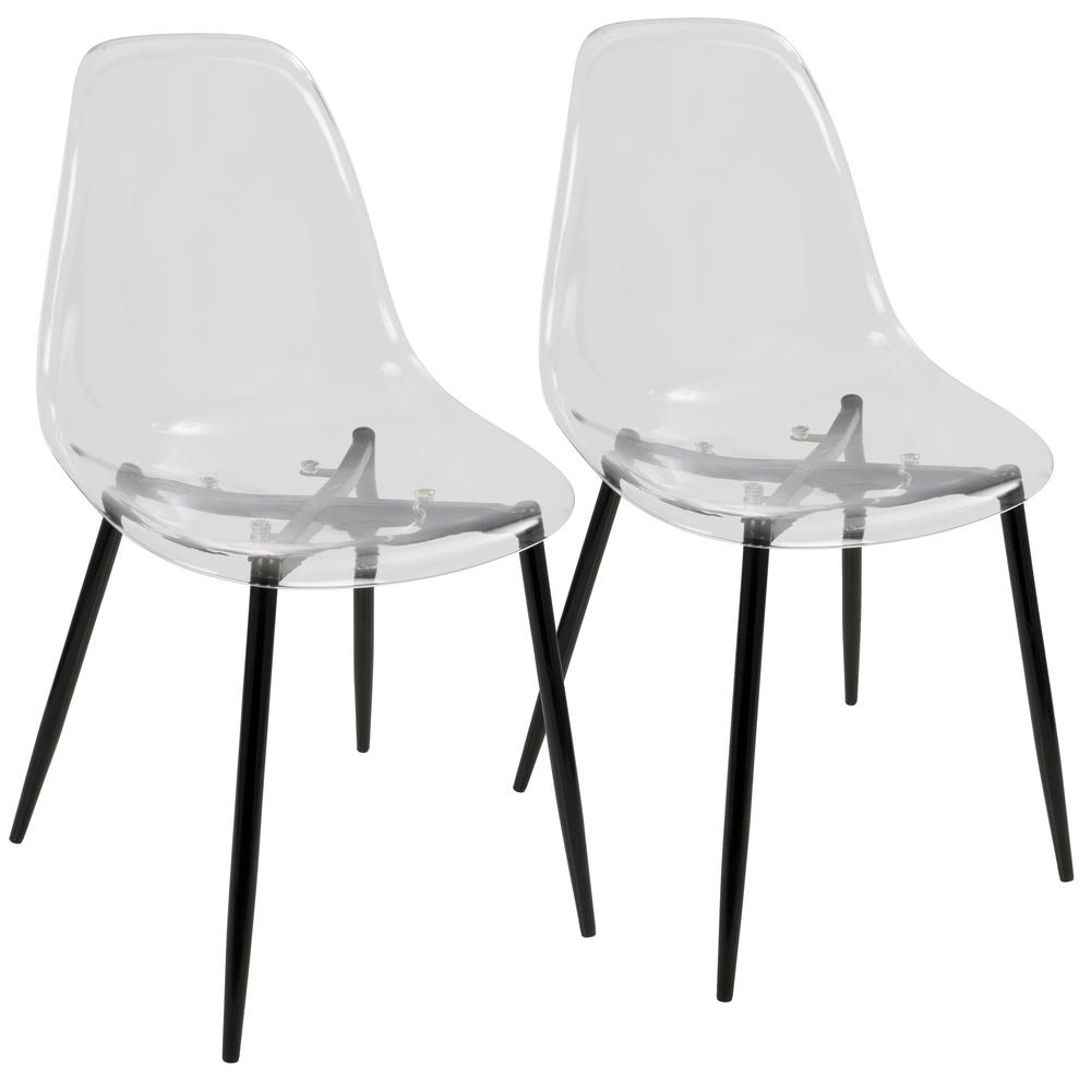 Lumisource Clara Mid-Century Clear Acrylic and Black Modern Dining Chair (Set of 2)-CH-CLRA BK ...