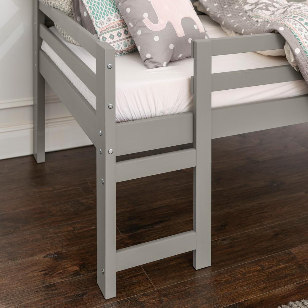 Walker Edison Furniture Company Solid Wood Grey Twin Low Loft Bed