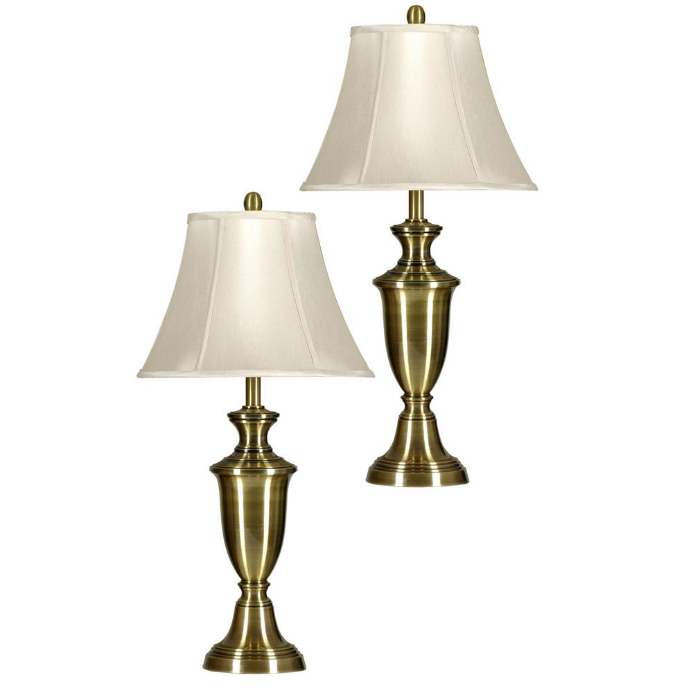 StyleCraft 30.5 in. Antique Brass Table Lamp with White ...