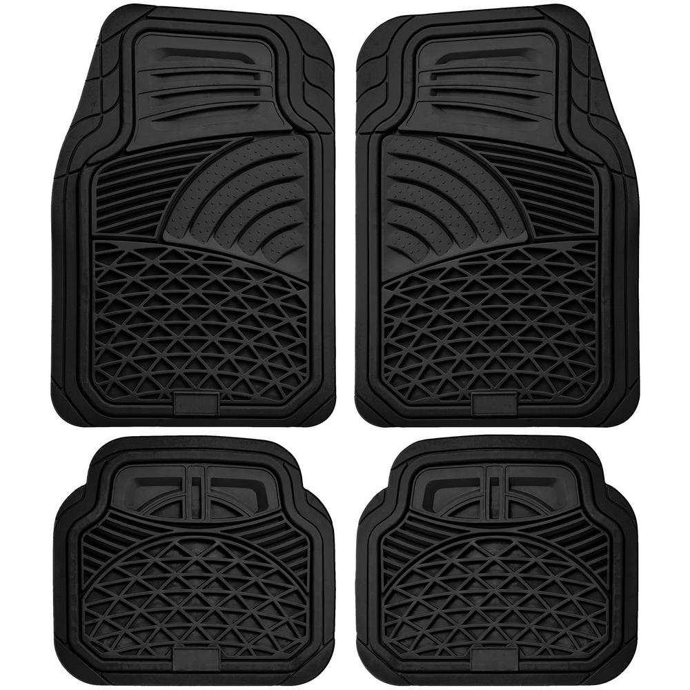 OxGord Black 4-Piece Set Tactical Heavy Duty Rubber Floor Mat